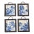 Blue Asian Antique Set of Four Chinese Blue and White Porcelain Plaques, Signed & Inscribed Shanshui Landscapes, Ebonized FramesTiles For Sale