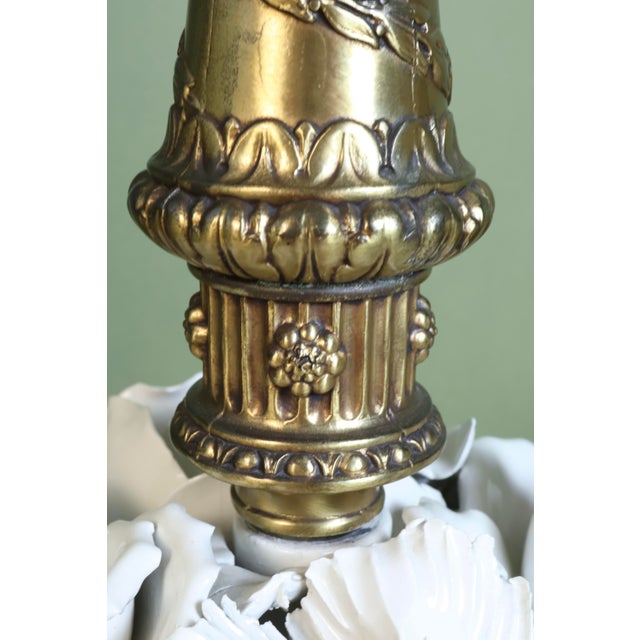 1960s Spanish Manises Ceramic Floral Table Lamps - Pair For Sale - Image 4 of 8