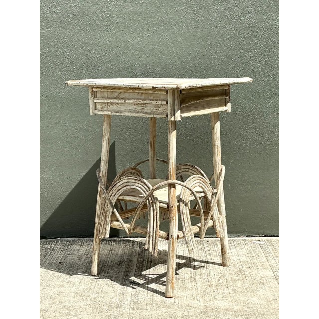 Mid-Century Modern Vintage Primitive Wood Side Table For Sale - Image 3 of 12