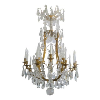 Gilt Bronze and Crystal Louis XVI Style Chandelier For Sale
