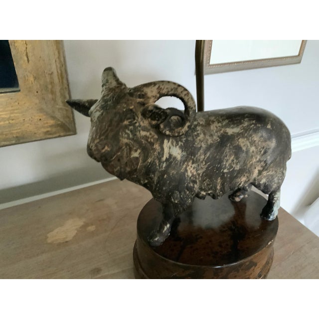 Vintage Metal Ram Lamp For Sale - Image 9 of 12