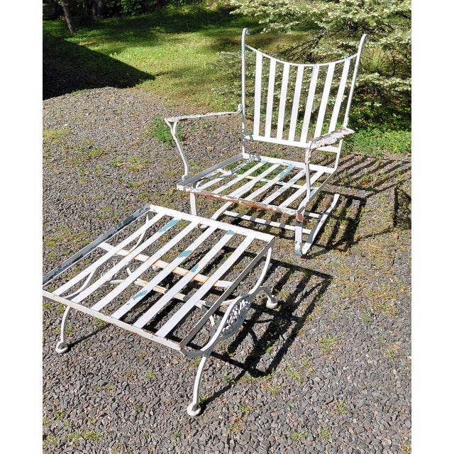 Lee L. Woodard & Sons 1960s Woodard Andalusian Spring Chair and Ottoman For Sale - Image 4 of 10