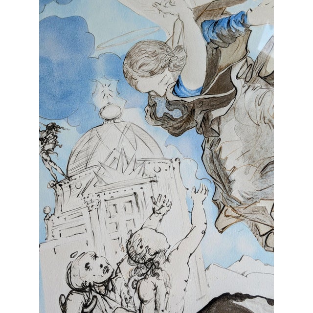 Salvador Dali, The Archangel Raphael, Hand-Signed Aquatint and Relief on Paper, 1980s For Sale - Image 7 of 18