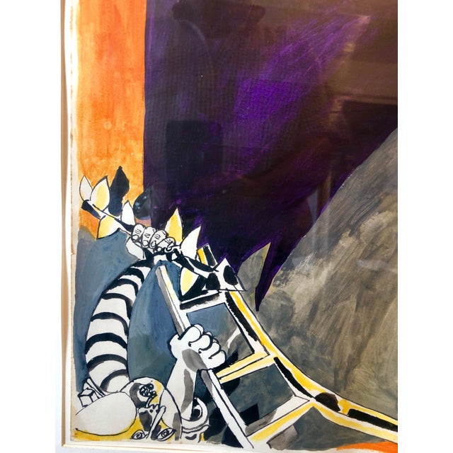 Naftali Bezem, Rare German Israeli Surrealist Judaica Abstract Gouache Watercolor Painting, 1977 For Sale In Miami - Image 6 of 7
