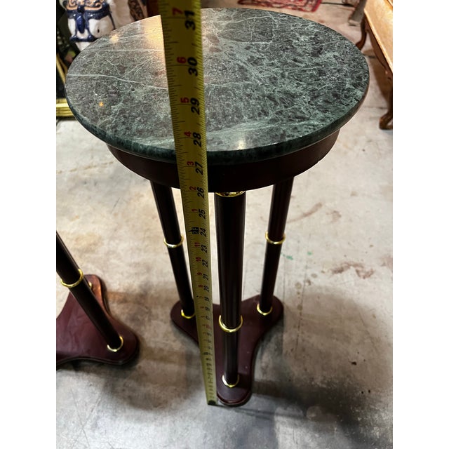 Green Vintage Pair of Green Stone Top Round Side Tables For Sale - Image 8 of 9