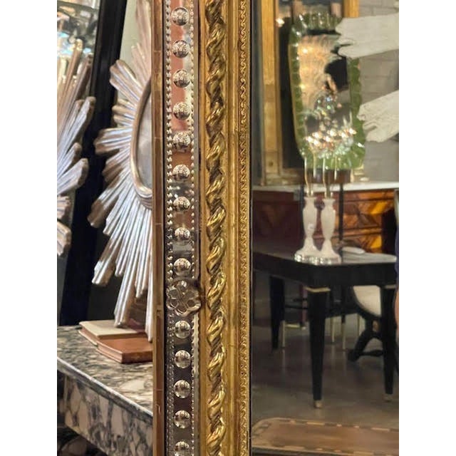 Gold 19th C. French Louis XVI Giltwood and Etched Mirror For Sale - Image 8 of 8