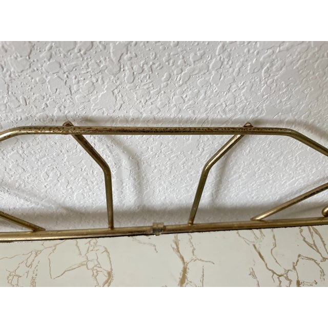 Hollywood Regency Mid Century Pearl-Wick Brass Bathroom Toiletry Stand With Marbleized Shelving For Sale In Denver - Image 6 of 13