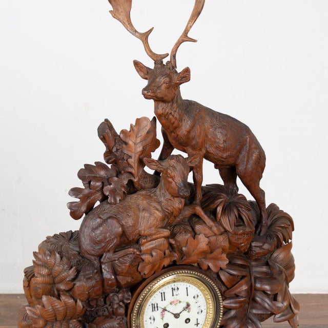 Mid 19th Century 19th Century Hand Carved Black Forest Mantel Game Clock, Germany For Sale - Image 5 of 14