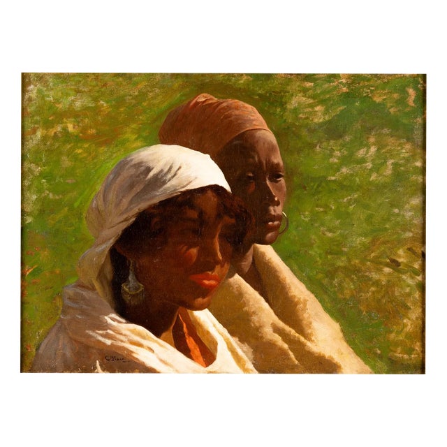 Cesare Biseo, Portrait of Two African Women, Oil Painting For Sale