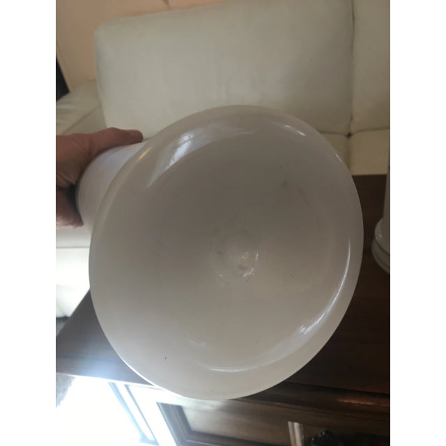 Late 20th Century Vintage French Enameled Handpainted Opaline Glass Vases - a Pair For Sale - Image 5 of 7