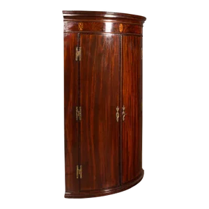 1780s Antique Georgian English Bow Front Corner Cabinet