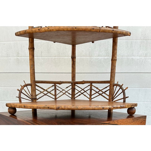 Antique Bamboo Corner Étagère For Sale In Providence - Image 6 of 12