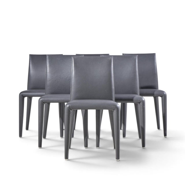 Mario Bellini for B&B Italia Vol Au Vent Mid Century Italian Leather Dining Chairs - Set of 6 Each chair measures: 18 wide...