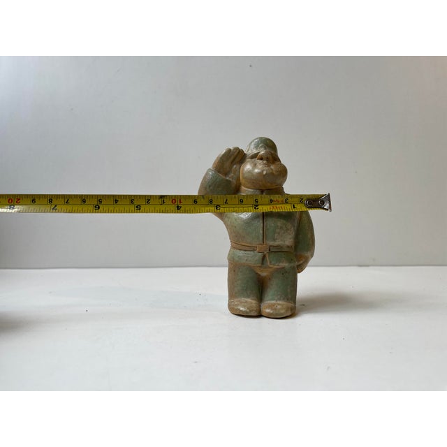 Vintage Scandinavian The Fat Soldier Glazed Stoneware Figurine, 1980s For Sale - Image 4 of 10