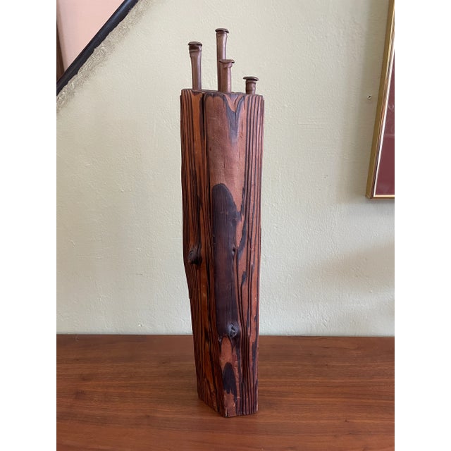 You are viewing a fantastic Burnished Wood + Copper Sculpture by listed artist Robert Compston c1960s. The design features...