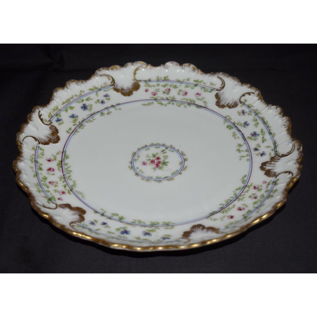 White Limoges B and H France Floral Garlands Dinner Plate Brushed Double Gold For Sale - Image 8 of 15