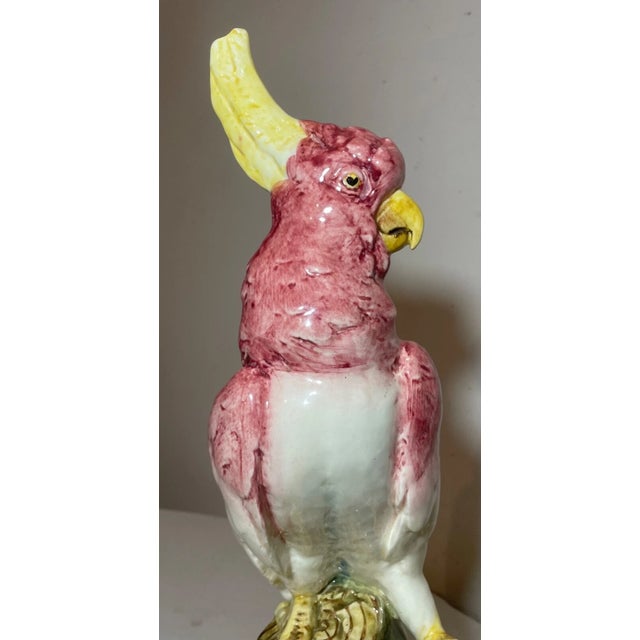 Vintage Handmade Painted Czechoslovakian Cockatoo Bird Pottery Statue Sculpture For Sale - Image 9 of 12