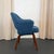 Knoll Eero Saarinen for Knoll Wood Executive Armchair in Blue Bouclé For Sale - Image 4 of 7