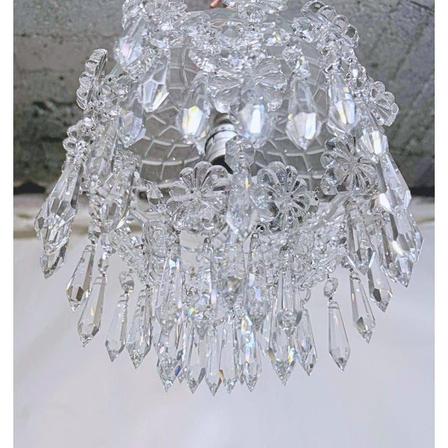 Silver Vintage Hand Cut Glass Dish Basket Pendant For Sale - Image 8 of 10