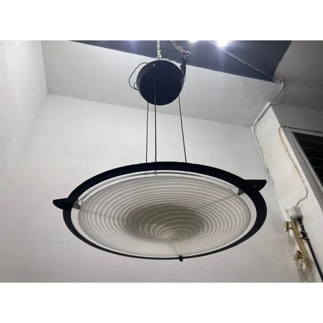Black and White Architectural Murano Light Pendant by Paolo Venini, 1980s For Sale - Image 7 of 13