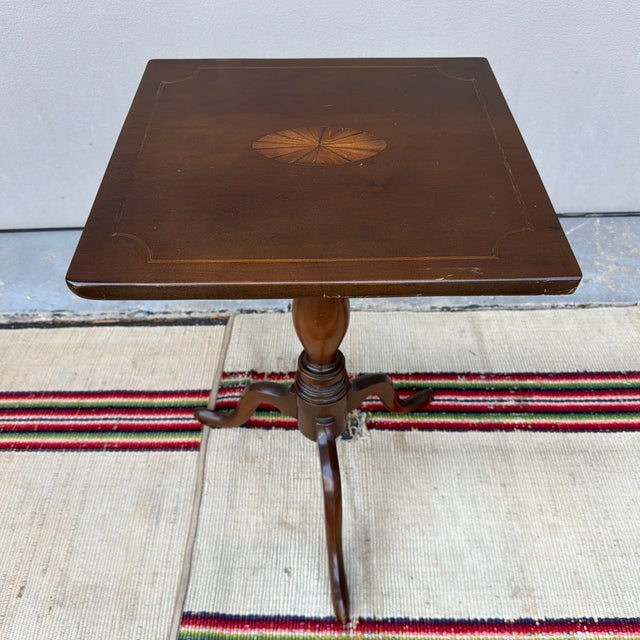 Antique Connecticut Federal Cherrywood Inlaid Snake Leg Candlestand, Circa 1800–1820 For Sale - Image 12 of 12