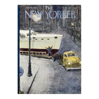 1956 Vintage New Yorker Magazine Cover, January 14, Perry Barlow Cover Art, Sailing For Sale