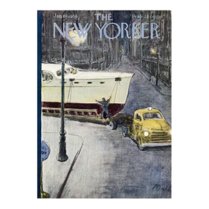 1956 Vintage New Yorker Magazine Cover, January 14, Perry Barlow Cover Art, Sailing