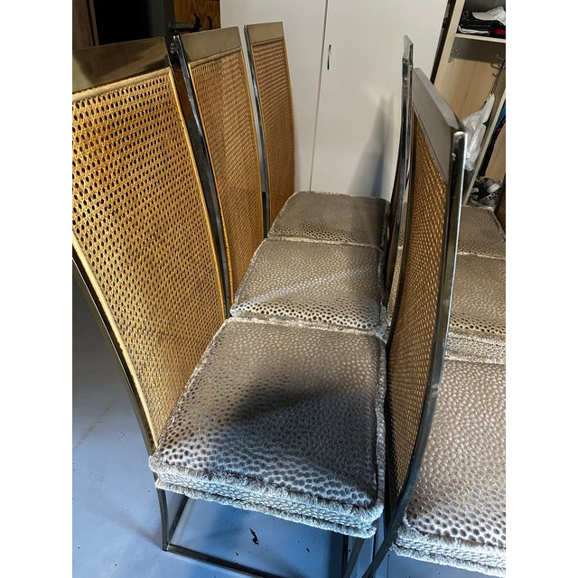 Late 20th Century Late 20th Century High Back Brass and Caned Dining Chairs by Milo Baughman for Taylor Coggin For Sale - Image 5 of 6