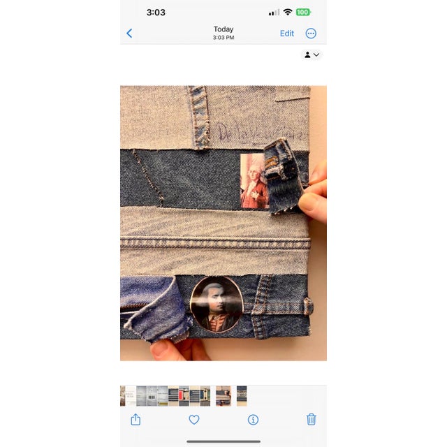 Pop Art American Flag in Handsewn Patchwork Denim. Label from Pratt verso (Pratt MFA '75) I had another with a label from...