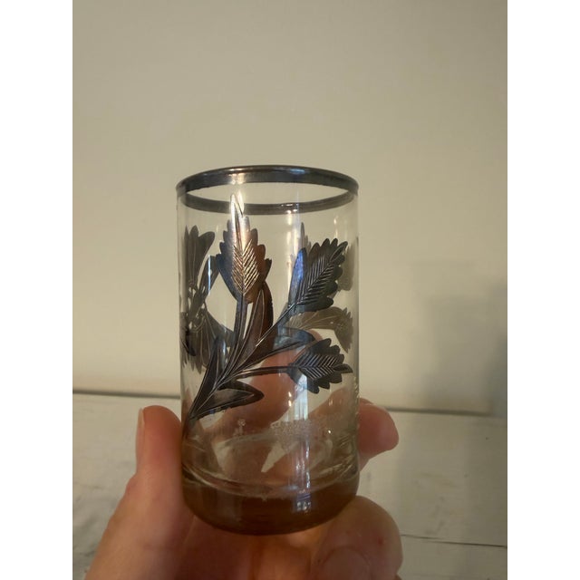 1930s Silver Inlaid Engraved Shot Glasses - Set of Four For Sale - Image 4 of 7