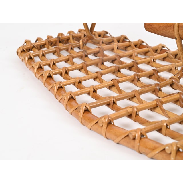 Gold Franco Albini Italian Wall Coat Rack in Bamboo & Rattan, Italy 1960s attributed to Franco Albini For Sale - Image 8 of 11
