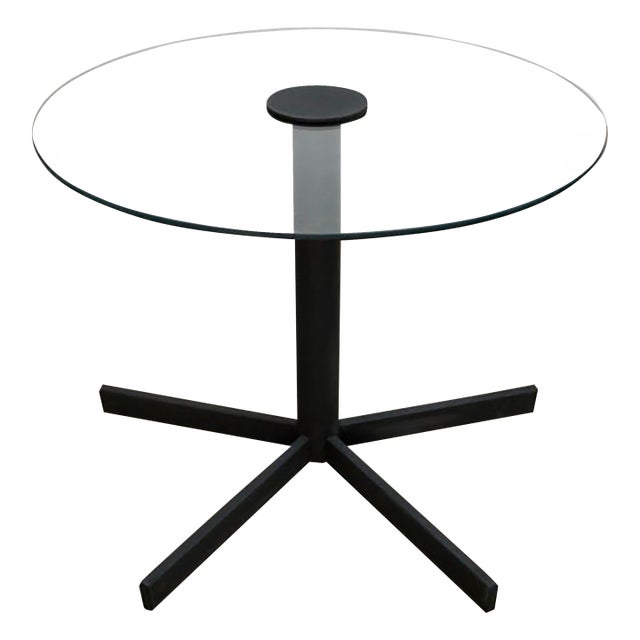 1980’s Postmodern Metal & Glass Side Table For Sale