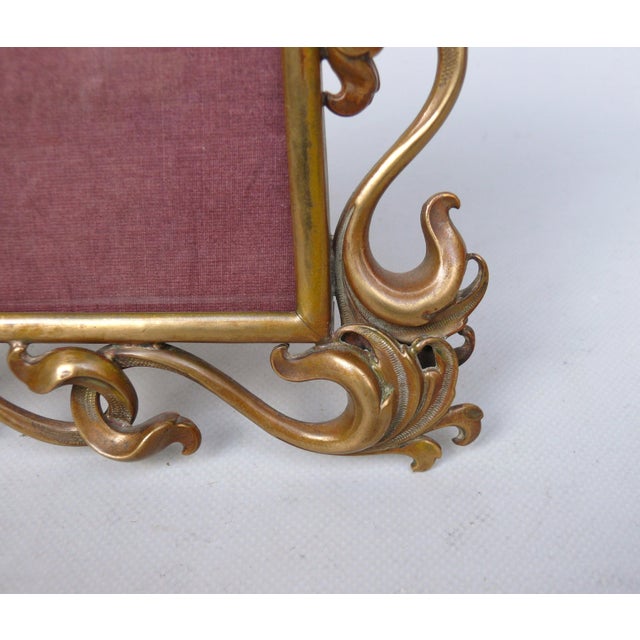 Art Nouveau Style Handmade Floral Picture Frame in Brass, Germany, 1890s For Sale - Image 17 of 18