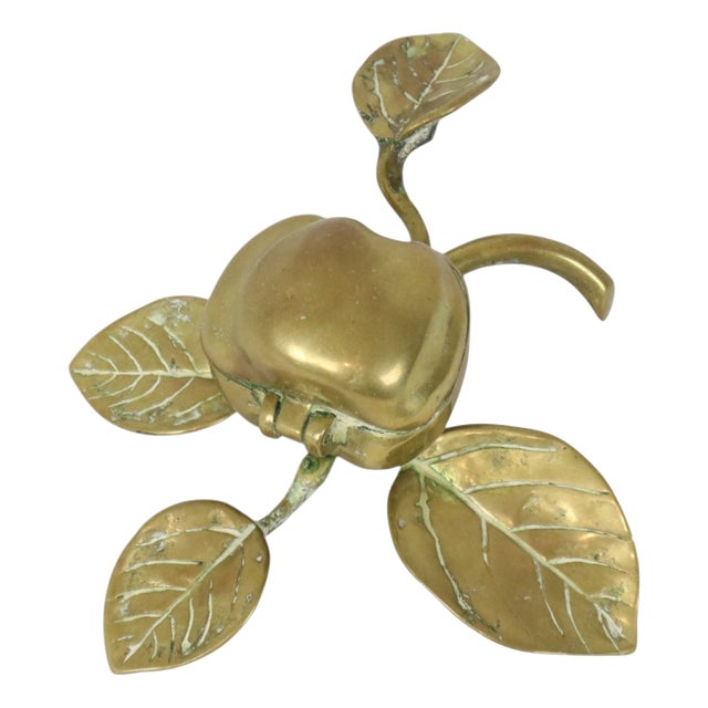 Art Nouveau French Brass Apple-Shaped Jewelry Box, 1920s For Sale