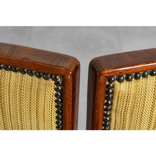 Mid-Century Italian Wood and Yellow Fabric Chairs, 1960s, Set of 6 For Sale - Image 11 of 16