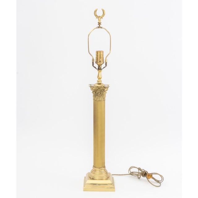 Gold Neoclassical Style Gilt Corinthian Column Lamp For Sale - Image 8 of 8