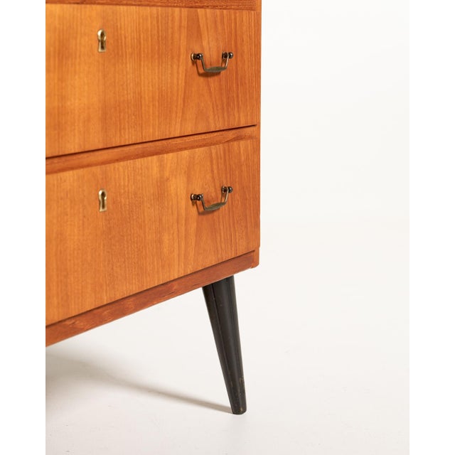 Black Scandinavian Teak Chest of Drawers with Black Legs, 1950s For Sale - Image 8 of 10