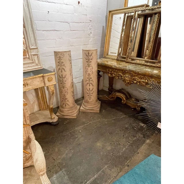 Wood Mid 20th Century Italian Painted Wood Pedestals - a Pair For Sale - Image 7 of 8