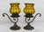 Gothic Vintage Gothic Revival Wrought Iron & Blown Amber Glass Candle Holders - A Pair For Sale - Image 3 of 9