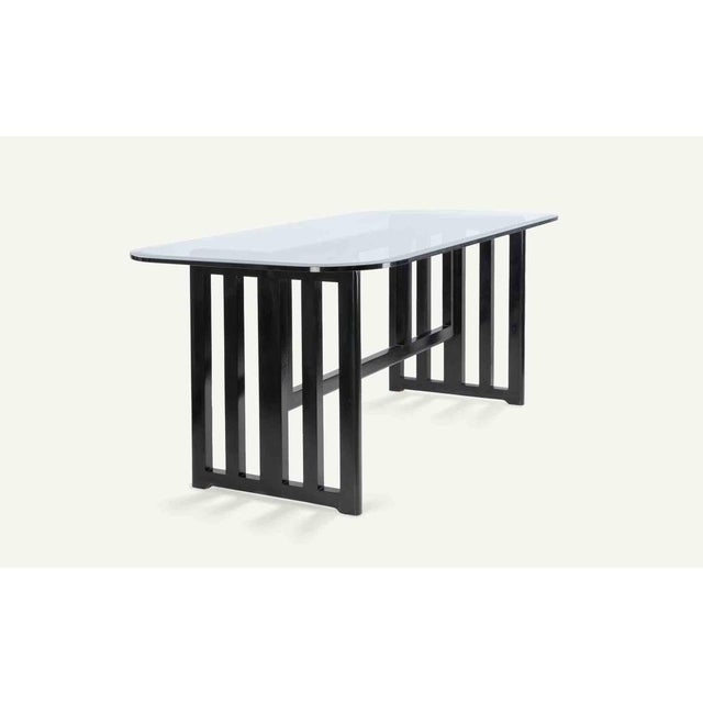 Vintage Art Deco Dining Table in Lacquered Wood and Crystal, Italy, 1970s For Sale - Image 3 of 9