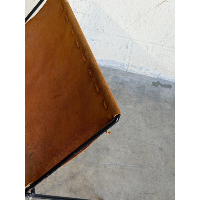 Brown Suede Leather Folding Magazine Holder Mid-Century Modern Vintage For Sale - Image 9 of 11