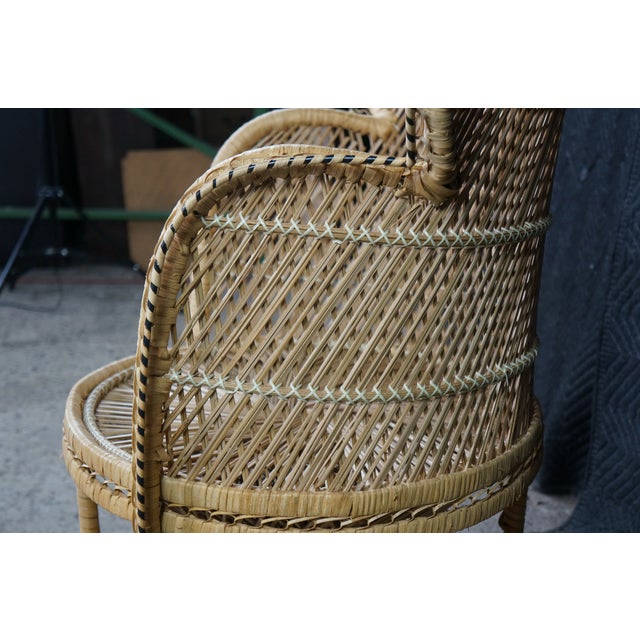 Mid-Century Modern Bamboo & Rattan Peacock Throne Accent Chair Boho Chic MCM For Sale - Image 13 of 18