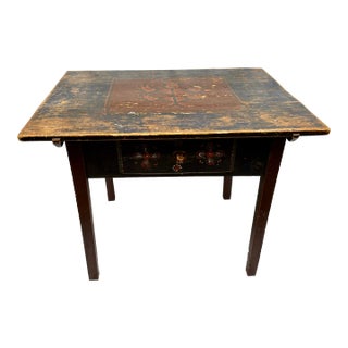 Mid 1800s Hand Painted Folk Art Table For Sale