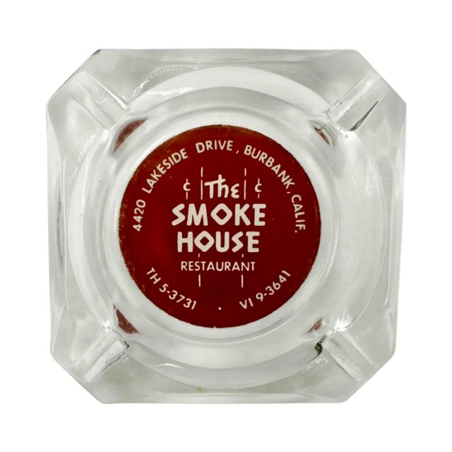 Vintage the Smoke House Restaurant Burbank, California Glass Ashtray For Sale - Image 9 of 9