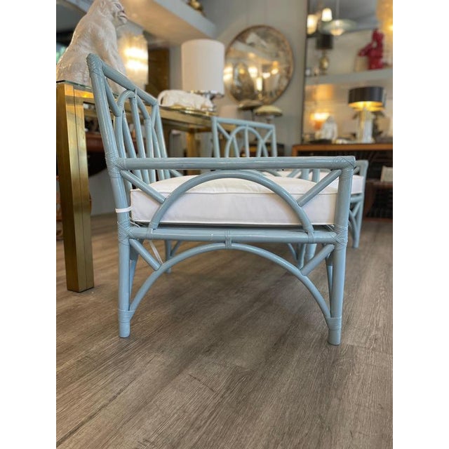 Blue-Gray Bamboo Armchairs from Vivai del Sud, 1980, Set of 2 For Sale - Image 16 of 18