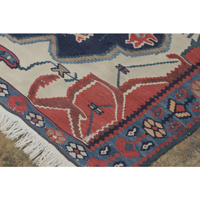 Late 18th Century Antique Bidjar Kilim Rug With Geometric Floral Medallion Design - Rug & Kilim For Sale - Image 5 of 7