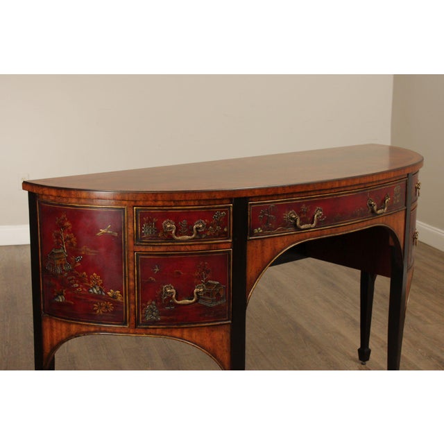Maitland Smith Chinoiserie Decorated Demilune Sideboard For Sale - Image 11 of 12