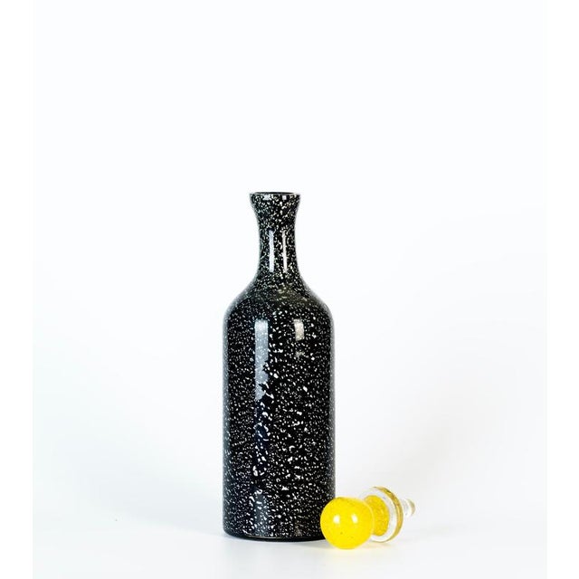 Vintage Black and White Spotted Bottle by Jean Mell Murano, Italy, 1970s For Sale - Image 3 of 5