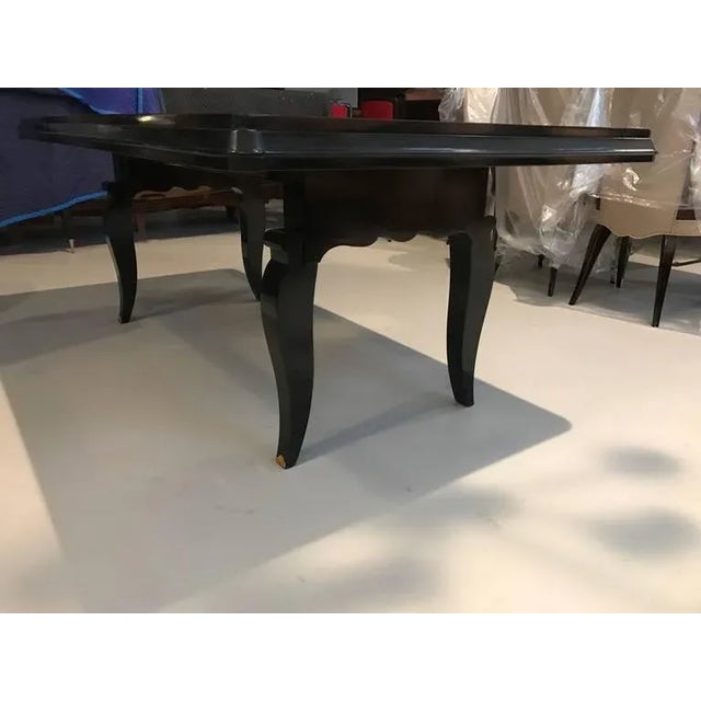 Art Deco French Art Deco Dining Table With Brass Hardware and Inlay For Sale - Image 3 of 7