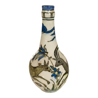 Antique 19th C Ottoman Persian Islamic Qajar Period Iznik Pottery Bottle Vase For Sale